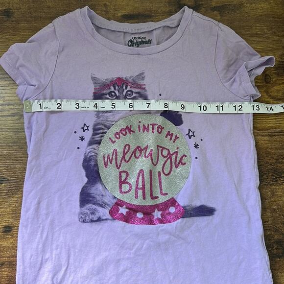 5 for $20 OshKosh Purple Kitten Fortune Teller Glitter Short Sleeve Tee - Picture 6 of 9